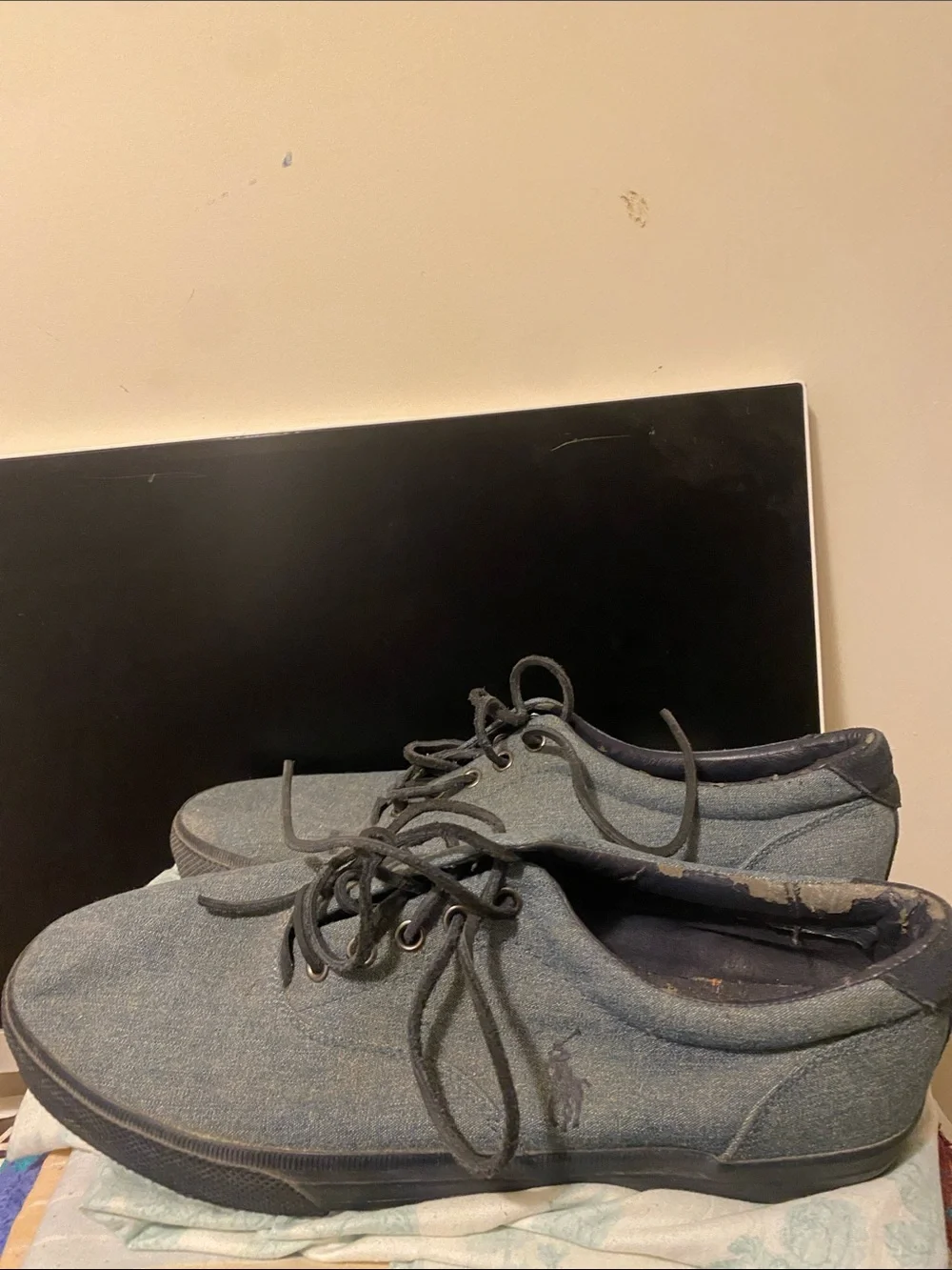 Polo by Ralph Lauren Gray-Blue Canvas Low-Top Sneakers